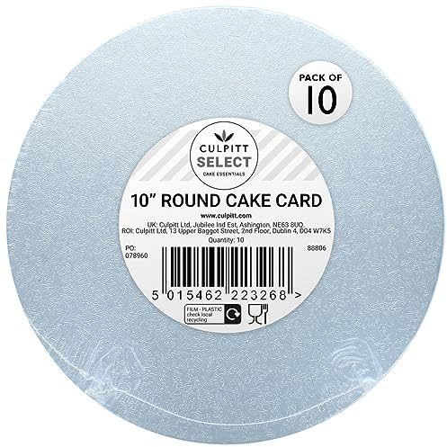 Culpitt Select 10 3mm Round Cake Boards, 3mm Double Thick Cards For Celebration Desserts, Birthday Treats, Cupcakes, and More! 10 Inch, Pack Of 10