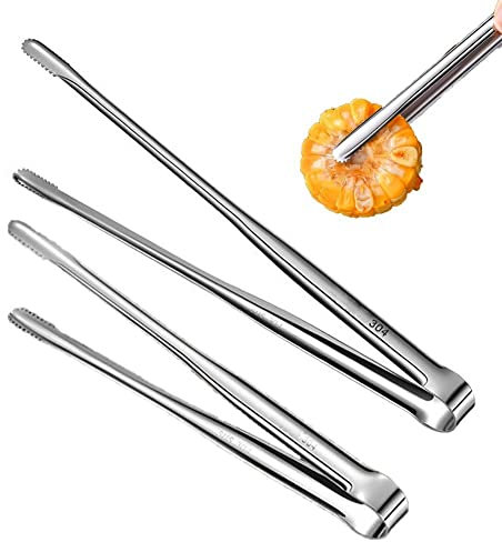 Haowul 2 Pcs Grill Tongs for Cooking Bbq, Premium Stainless Steel Tongs, Korean Bbq Tongs Kitchen Accessories for Cooking, Barbecue, Buffet
