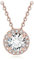 JewelryPalace 1ct Classico Collana Halo Donna Argento 925 con Creato Moissanite, Collana Ciondolo Pietra a Taglio Rotondo con Catena Maglia 45cm, Collane Pendenti in Oro Rosa Set Gioielli Donna