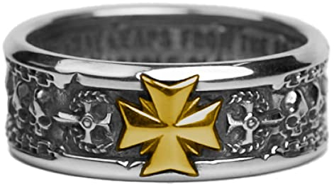 Starforged Schwarzer Templer Warhamme Ring der Kreuzfahrergelübde Goldener Imperiums-Champion-Ring von Warhammer 40K
