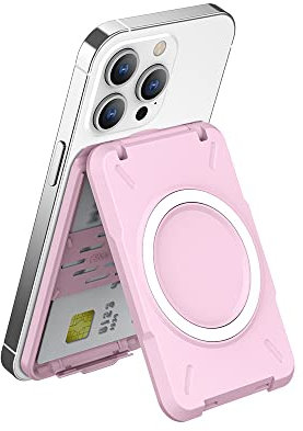 PROfezzion Double Sided Magnetic Phone Wallet, RFID Blocking Snap-on Hard Shell Card Holder 4-Cards Designed for MagSafe Compatible with iPhone 17 16 15 14 13 12 Pro Max & MagSafe Case (0.5 Thick)