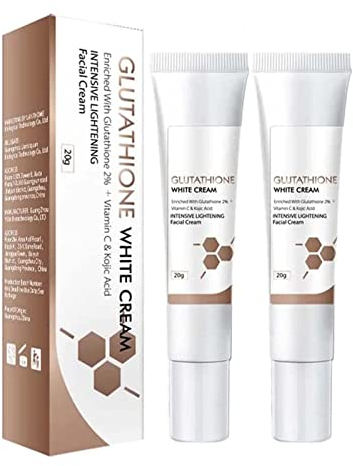 Glutathione Whitening Cream, Glutathione White Cream Facial Dark Spots Remover, Face Moisturizer, Moisturizing and Brightening Tone up Cream, Skin Lightening Cream with Kojic Acid. (2PC)