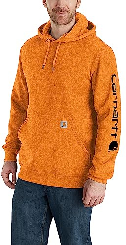 Carhartt Men's Loose Fit Midweight Logo Sleeve Graphic Sweatshirt, Marmalade Heather, M