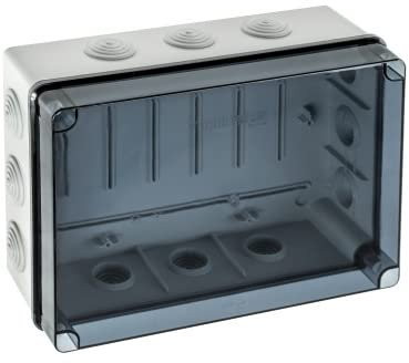 METEOBOX Elektrosysteme IP65 Aufputz Feuchtraum Abzweigkasten Verteilerkasten Abzweigdose Verteilerdose (328x239x129mm transparent, Wasserfest, Grau)