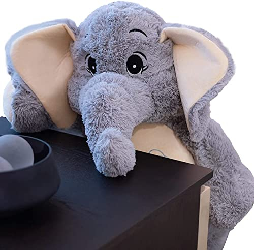 Annco 68cm-128cm Elefanten-Plüschspielzeug, niedliches, beruhigendes Elefantentier, Stoffpuppe, Bettdekoration, Kissen, Elefanten-Stofftier (Gray, 68cm)