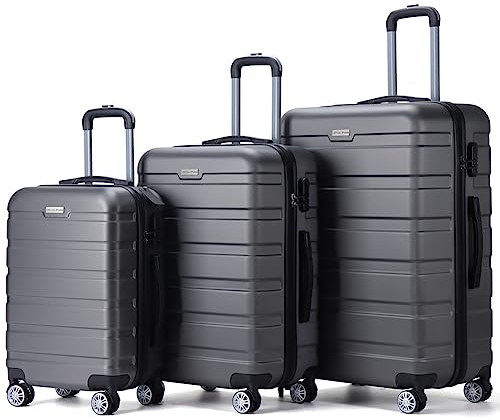 VERTICAL STUDIO 20 24 28 Koffer Reisekoffer 3er-Set Trolley Mehrteilig mit Ziffern Kofferschloss aus Kunststoff (ABS) Vier Rollen (Grau Trelleborg)