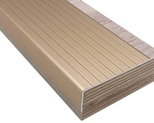Treppenkantenprofil Treppenprofil Treppenkanten für Vinyldielenböden, rutschfeste Stufenkantenstreifen/Kantenstreifen aus Aluminiumlegierung für Fliesen- und Holztreppen, geriffelte Laminat-Treppenna