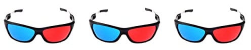 liovitor Anaglyphen 3D-Brille für 3D-Filme, 3D, Rot, Blau, Cyan, 3 Stück