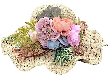 Yichtllk Western-Hepburn-Hut mit Lolita-Rose, atmungsaktiv, Audrey-Stil, All-Match-Vintage-Hut, Lolita-Pfingstrose, Foto-Requisiten, Kopfbedeckung