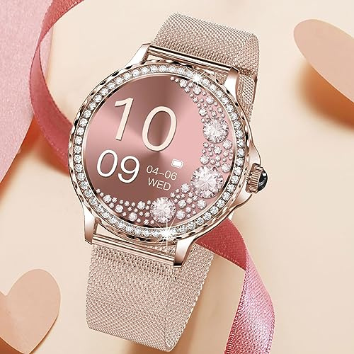 NX19 Smart Watch for Women Answer Make Call, 1.3in Touch Screen Waterproof Smartwatch Sports Bracelet Fitness Tracker with Blood Oxygen Heart Rate Sleep Monitor 100 Sport Mode
