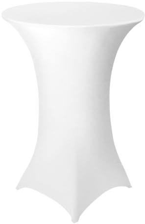 Granbest Cocktail Tischhussen Eingebaut Spandex Quadrat Ecken Stehtischhussen für Party, Bankett, Hochzeitsereignis, Ausstellung, Freien (Weiß, Ø 80-85cm)