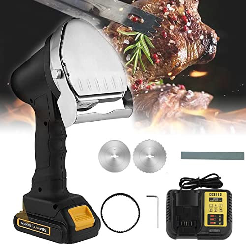 Gyro Knife Electric Kebab Slicer, Handheld Turkish Kebab Knife, 0-8mm Thickness Kebab Meat Slicers with 2 Blades, Gyro Cutter for Shawarma, Cordless