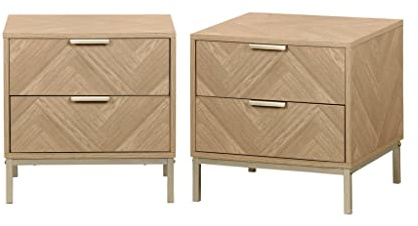 sweeek 2er-Set Nachttische, Budapest, Zwei Schubladen L 45 x B 40 x H 45 cm