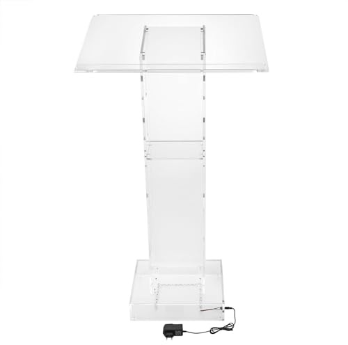 QUIOTUIR Transparenter LED-Stuhl für Kirchen und Podien, transparent, Kirche, Notenständer, Büro, Stehpult, Stehpult, Stehpult