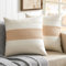 ZeeMart Boho-Kissenbezüge aus Baumwolle, 55,9 x 55,9 cm, kontrastierend, beige, weich, Landhaus, dekorative Couch-Kissenbezüge, neutrale Kissenbezüge für Sofa, Bett, Wohnzimmer, Heimdekoration, 2
