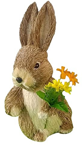 Alipis Décoration Lapin en Paille Figurine De Pâques De Printemps Décor De Statue De Lapin De Pâques Petit Lapin Orner Figurines De Lapin De Pâques Lapin De Pâques en Paille