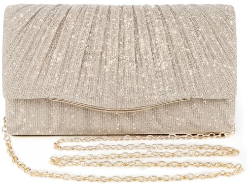 Clutch Purses for Women Formal Dressy Evening Bag Handbags Crossbody Bag for Wedding Cocktail Prom Party Elegance Charm (Champagne)