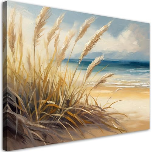 Feeby Leinwand Bilder - Strand Natur Landschaft - Canvas 60x40 cm - Deko Wohnzimmer - Wandbilder Schlafzimmer - Deko Aesthetic - Wand Deko - Leinwand Groß - Deko Zimmer - Leinwandbilder XXL