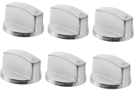 DOITOOL Ersatzknöpfe Für Gasherde 6 Stück Metallknöpfe Aus Zinklegierung Für Runde Gasherde Gebürstetes Silber-finish