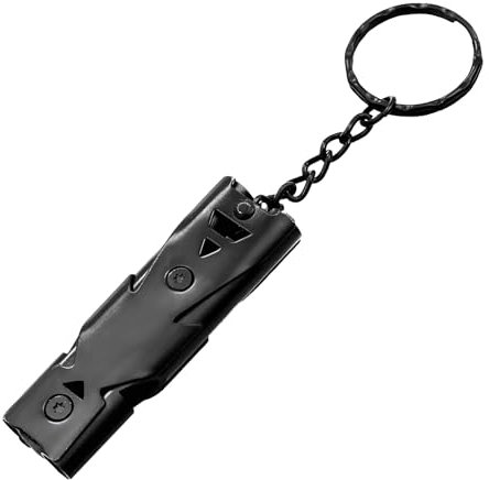 JJPJL Trillerpfeife Laut Notfall,Notfallpfeife,Whistle,Signalpfeife,150dB Trillerpfeifen mit Schlüsselanhänger,Edelstahl,Wasserdicht,für Notfall,Outdoor,Hundespaziergänge,Training,Sport (Schwarz)