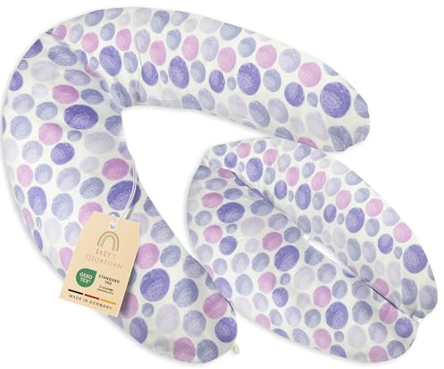 Baby's Stillkissen Seitenschläferkissen - Lagerungskissen Baby | OekoTex zertifiziertes Stillkissen mit Bezug - 190cm großes Schwangerschaftskissen für Baby & Erwachsene - 100% Bio-Baumwolle