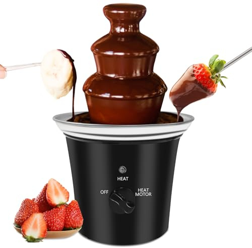 MINI Chocolate Fountain Machine Small Electric Chocolate Fondue Fountain Machine for Party for Candy Butter Cheese (Black)