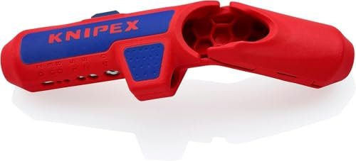 PELTES Professional Stripping Tool - Right-Handed Ergonomic Design, KnipexErgoStrip-Compatible (13.5 cm / 74 g) - Blue/Red Coated for Enhanced Durability
