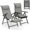 COSTWAY Lot de 2 Chaises de Jardin Exterieur, Chaises Pliantes Réglables sur 10 Niveaux, Repose-Pied Rétractable, Appui-tête, Fauteuil Pliante pour Jardin Camping Piscine, Charge 150 kg