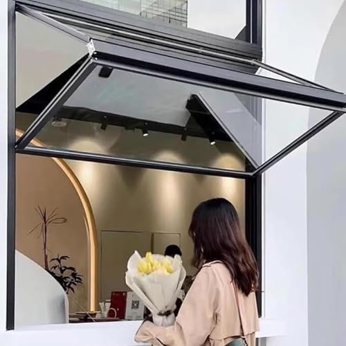 Ventana de servicio plegable de arriba a abajo, personalizada, de aleación de aluminio, con apertura de 85°, para food trucks con cerradura de seguridad para cafeterías.,31.5x39.3in/80X100cm