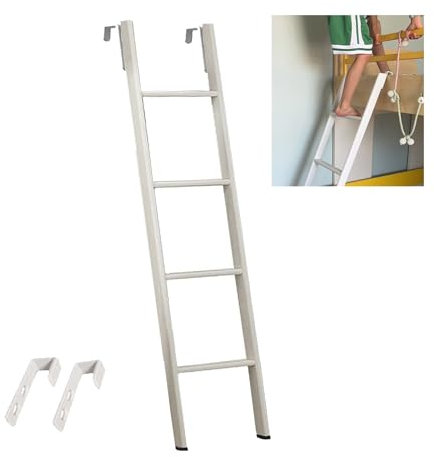 TMKDNNKG Escalera para litera de Autocaravana con 2 Ganchos, Soporte de Suelo de Repuesto de Metal para litera Individual, Escalera de peldaño para Adultos y niños, Escalera Corta para Dormitorio esc