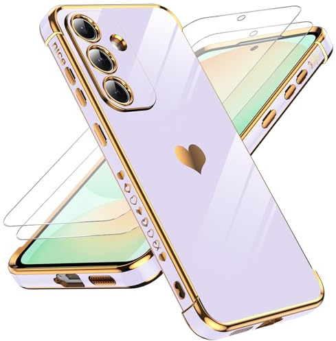 LeYi for Samsung Galaxy S25 FE Case with 2 Screen Protector Purple | Scratch Resistant Silicone Cover Slim Soft TPU Phone Case for Samsung Galaxy S25FE - Purple
