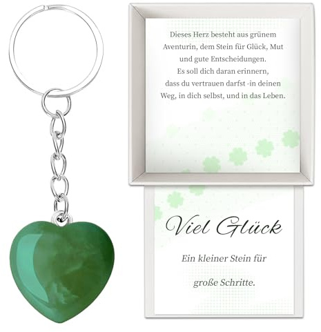 OPEIXSAYKOC Handgefertigte Geschenkbox mit Herz Glückssteine Schlüsselanhänger & Karte, Glücksbringer Herzstein für Trostgeschenk Glück, Erinnerung & Aufmunterung Geschenk
