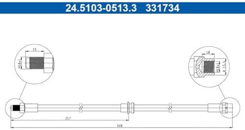 ATE Brake Hose Rear Axle Suitable for X3 | 24.5103-0513.3