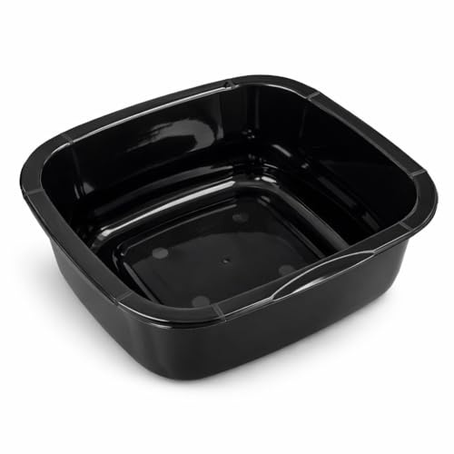 Aldera Home Square Kitchen Washing Up Bowl, 11 Litre, Black, Square - Multi-Purpose Bath Tub/Washing Sink for Kitchen, Bathroom, and Household Use