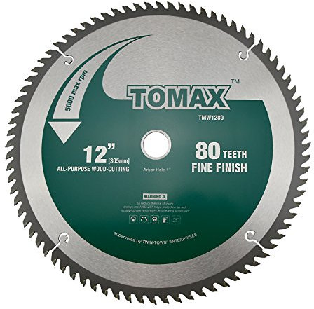 TOMAX 12-Inch 80 Tooth ATB Fine Finish Saw Blade with 1-Inch Arbor