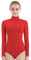 SUPRNOWA Rollkragen-Trikot, lange Ärmel, Spandex, für Tanz, Workout, Fitness, Bodysuit für Damen, Rot/Ausflug, einfarbig (Getaway Solids), S