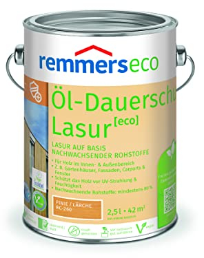 Remmers Dauerschutz-Lasur [eco] pinie/lärche, 2,5 Liter, Langlebig, ausgeprägter UV-Schutz, für innen und außen, Schutz vor UV-Strahlung & Feuchtigkeit