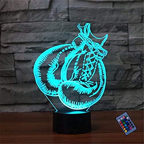 YTDZLTD Optische Täuschung 3D Boxhandschuhe Nacht Licht 16 Farben Andern Sich Fernbedienung USB-Strom Touch Schalter Dekor Lampe LED Lampe Tisch Kinder Brithday weihnachten Geschenk