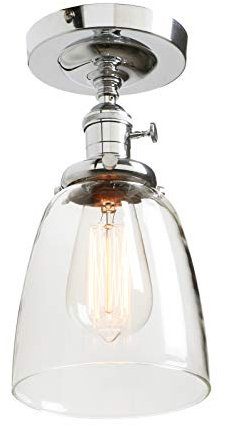Phansthy Vintage Deckenleuchte Glocken klarglas Pendelleuchte Modernes Deckenlampe industrie Pendellampe Hängeleuchte Vintage Hängelampe Loft-Pendelleuchte in Landstil (Chrome Farbe)
