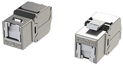 LINKUP - RJ45 Connectors Cat6A (12 Pack) Shielded Keystone Jack Metal Die-Cast Field Modular Termination | 10G Easy Internet Tool Free Jacks | For Cat6A up to 22AWG Solid Bulk S/FTP Ethernet Cable