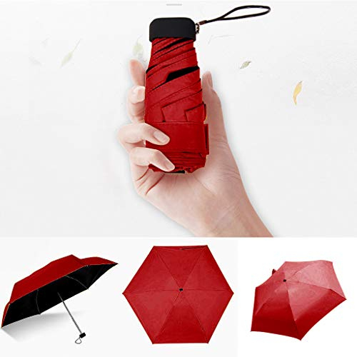 FENSIN Ultra Light Mini kompakte taschenschirm Reise Regenschirm - Winddicht Tragbar Sonnenschirm Sonne & Regen Outdoor Golf Regenschirm UV- Schutz für Damen Herren Kinder (Rot)