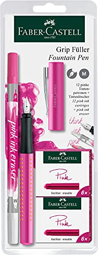 Faber-Castell Grip 2010 Füllfederhalter, Tintenlöscher und Tintenpatronen-Set Pink