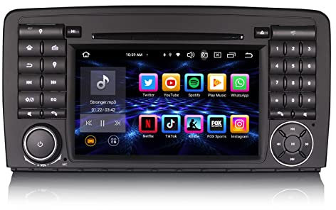 8 Kern Android 14 Autoradio für Mercedes Benz R-Klasse W251, 7 Zoll Bildschirm 2 DIN Android Radio mit Navi Bluetooth FM RDS+Canbus Carplay Android Auto