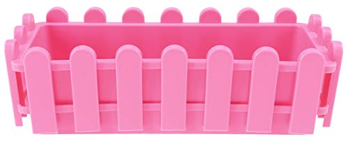 HEMOTON Mini Blumenkasten Zaun Design Kunststoff Blumentopf Rechteckig Pflanztopf Sukkulenten Bonsai Kaktus Übertopf Desktop Ornament Schreibtisch Organizer Stiftehalter Rosa