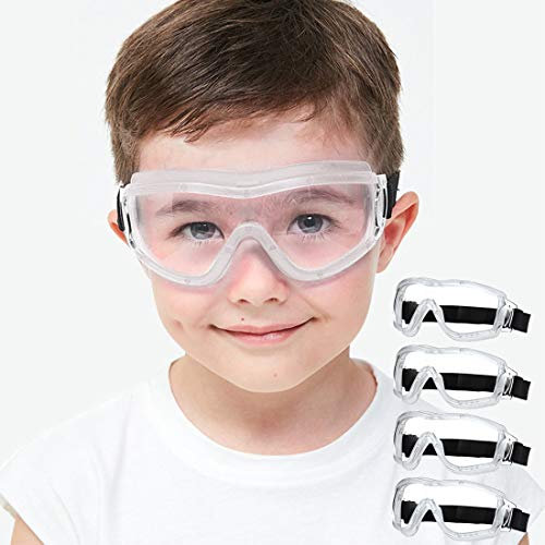 COMLZD Schutzbrille Kinder für Nerf Spielen Stoßfest Gläser Beschlagfrei Verstellbarer Riemen Passform für 5-12 Jahre (Pink) (4white)