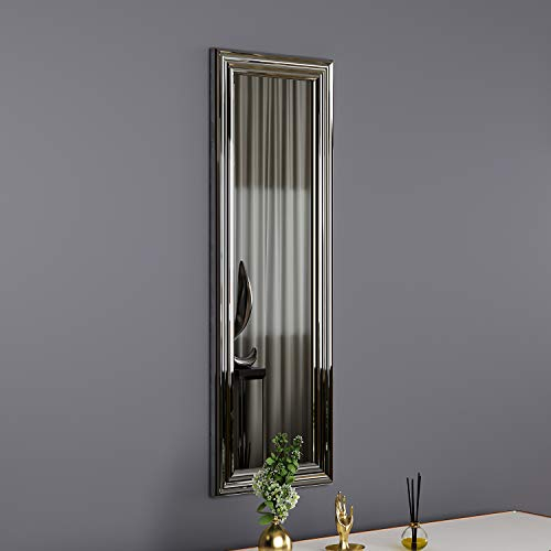 moebel17 5873 Boos Spiegel Wandspiegel Badspiegel Flurspiegel Kosmetikspiegel, Kunststoffrahmen, Silber, modern 30 x 90 cm