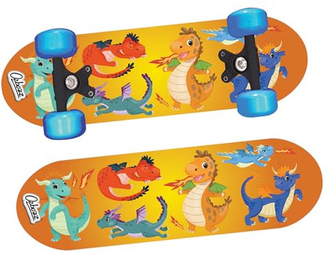OzBozz Dragons Skateboard avec Roues Flashing - Plateau 43,2 cm - Graphiques spectaculaires - Les Roues s'allument Lors du déplacement