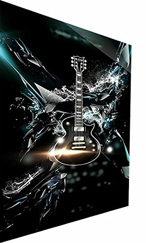 Magic Canvas Art - Bilder Digital Art Musik Gitarre Leinwandbild 1- teilig Hochwertiger Kunstdruck modern Wandbilder Wanddekoration Design Wand Bild, Größe: 100 x 75 cm