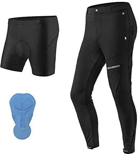 ROCKBROS Herren Fahrradhose 2 in 1 Lang Radlerhose Fahrradunterhose mit sitzpolster Sommer Herbst Atmungsaktiv Hose 4XL