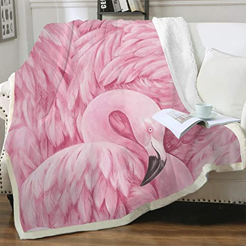 Kuscheldecke 150x200cm Rosa, Tier, Flamingo Sanft Flanell Weich Fleecedecke für Kinder Jungen Mädchen Warm Wohndecke Flauschige als Sofaüberwurf Sofadecke Doppelseitig Tagesdecke